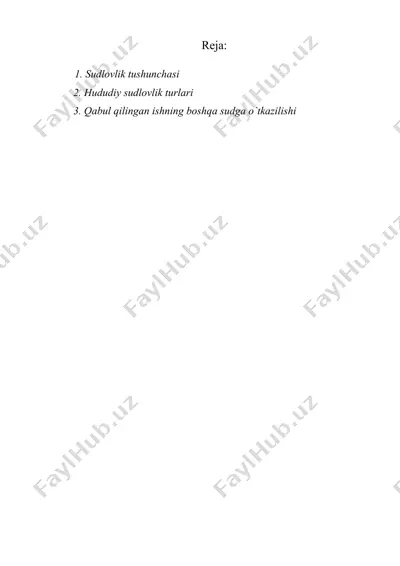 fuqarolik ishlarining qaysi sudlarda ko`rilishligi (sudlovlik) — DOC