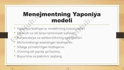 menejmentning yaponiya modeli — PPTX