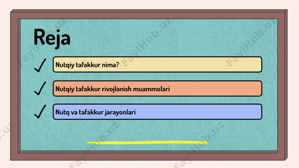 r. bu davrda ular nutqiy ifodalarni oddiy va aniq qilib ifodalashga harakat qiladilar. o'rta bosqichda bolalar murakkabroq iboralarni va jumlalarni qo'llashni o'rganadilar. bu davrda nutq yanada boy va xilma-xil bo'ladi, shuningdek, mantiqiy fikrlash ko'nikmalari rivojlanadi. har bir bosqich o'zaro bog'liq bo'lib, birining rivojlanishi ikkinchisi uchun asos bo'ladi. nutqiy tafakkur rivojlanishi davomida har bir bosqich muhim rol o'ynaydi. nutqiy tafakkurning rivojlanish sabablari nutqiy tafakkurning rivojlanishiga ta'sir etuvchi omillar nutqiy tafakkur rivojlanishida ijtimoiy muhit va madaniyat muhim. odamlar o'rtasidagi muloqot yangi g'oyalarni keltirib chiqaradi va fikr almashish imkoniyatini oshiradi. ta'lim jarayonlari ham muhim. o'quvchilar fikrlarini ifoda etishda imkoniyatlarga ega bo'lishi, muloqot ko'nikmalarini rivojlantiradi va nutqiy tafakkurning o'sishiga yordam beradi. ijtimoiy va madaniy omillar ijtimoiy va madaniy omillar nutqiy tafakkurning rivojlanishida muhim. madaniy meros va ijtimoiy normativlar odamlarning fikrlash uslubini belgilaydi. bu omillar muloqotda ishtirok etish va turli fikrlarni qabul qilish imkoniyatiga ta'sir qiladi. odamlar o'z madaniyatida fikrlarini ifoda etishda yaxshiroq imkoniyatlarga ega …