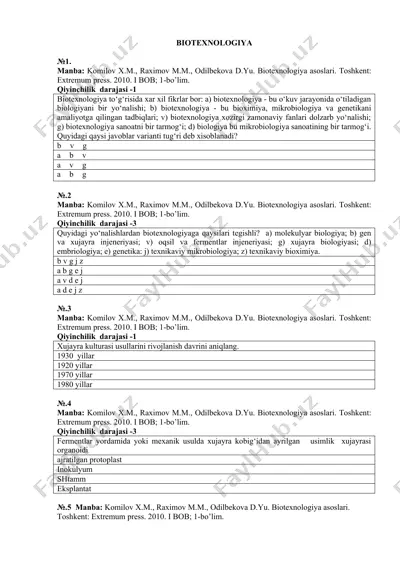 biotexnologiya — DOCX