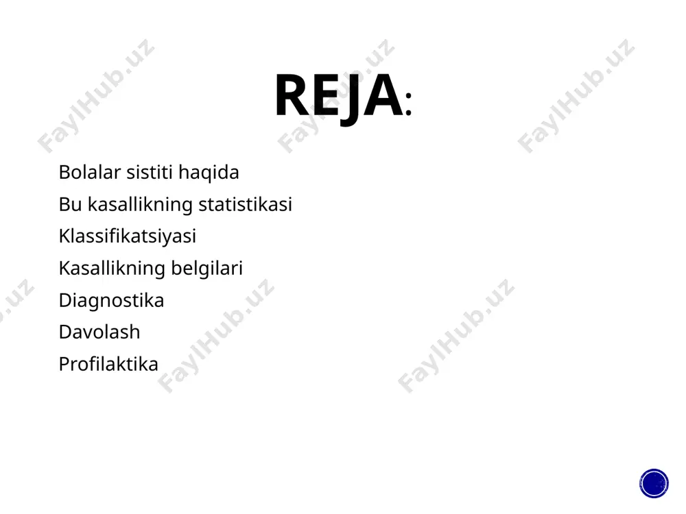 ko'proq paydo bo'ladi va qizlar bolalik va o'smirlik davrida yuqori xavf tug’diradi. bolada sistitni rivojlanish ehtimolini oshiradigan boshqa omillar: 1.siydik pufagining haddan tashqari faolligi, bola o'sib ulg'aygan sayin tez-tez o'tib ketadigan davolanadigan holat; 2. siydik pufagining to'liq bo'shatilishi; 3. siyish uchun juda uzoq kutish; 4. ich qotishi - haftada ikki martadan kam ichak harakati yoki og'riqli yoki o'tishi qiyin bo'lgan qattiq najas. 5. siydik yo’llari torayishi - siydikning normal oqishini cheklaydigan muammo, masalan, tosh. ba'zi hollarda, bu tug'ma nuqson bilan bog'liq bo'lishi mumkin; kasallikning belgilari 1. ishtahaning pasayishi yoki ovqatlanishni to'liq rad etish; 2.bezovtalik, bu bola siyish paytida kuchayadi; 3. yig'lash, asabiy hayajon yoki aksincha, letargiya va zaiflik; 4. tana haroratining ko'tarilishi; 5. tashqi tomondan uretral sfinkterning spazmi, rivojlangan refleks tufayli siydikni ushlab turish; 6. siydikning o'zgarishi: loyqalik, cho'kindi, yoriqlar, badbo’y hid diagnostika: bolada sistit belgilari bo'lsa, darhol pediatrga murojaat qiling. shifokor bakteriyalarni tekshirish uchun siydik sinovlarini buyuradi. davolash ko'pincha …