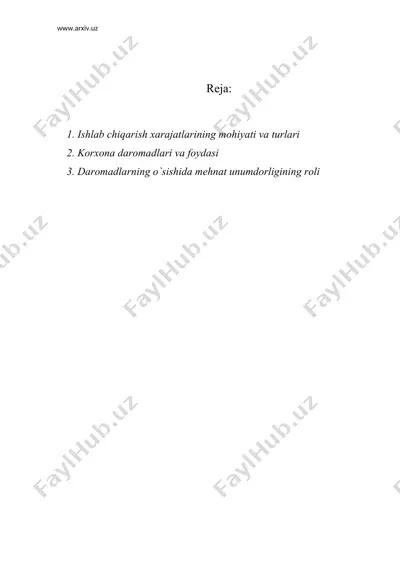 ishlab chiqarish xarajatlarining mohiyati va turlari — DOC