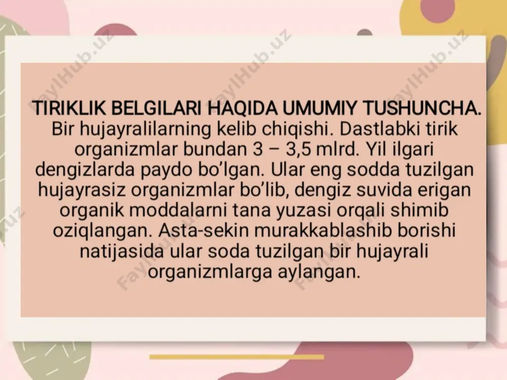 o‘simliklarning yorug‘lik energiyasi yordamida karbonat angidrid va suvdan organik modda hosil qilish jarayoni. xloroplast – o‘simlik hujayrasidagi yashil pigment (xlorofill) saqlovchi organoid, fotosintez shu yerda sodir bo‘ladi. gulli o‘simliklar – urug‘ bilan ko‘payadigan eng rivojlangan o‘simliklar guruhi. changlanish – gul changlarining urug‘chiga tushishi va keyinchalik urug‘ hosil bo‘lish jarayoni. qizil kitob – yo‘qolib ketish xavfi ostida bo‘lgan o‘simlik va hayvonlar ro‘yxati. image1.png image2.jpeg image3.jpeg image4.jpeg image5.jpeg image6.jpeg image7.jpeg image8.jpeg image9.jpeg image10.jpeg image11.jpeg image12.jpeg image13.jpeg image14.jpeg image15.jpeg image16.jpeg image17.jpeg image18.jpeg image19.jpeg image20.jpeg image21.png image22.jpeg image23.jpeg image24.jpeg image25.jpeg image26.jpeg