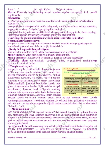 kimyoviy bog‘lanishning turlari — PDF