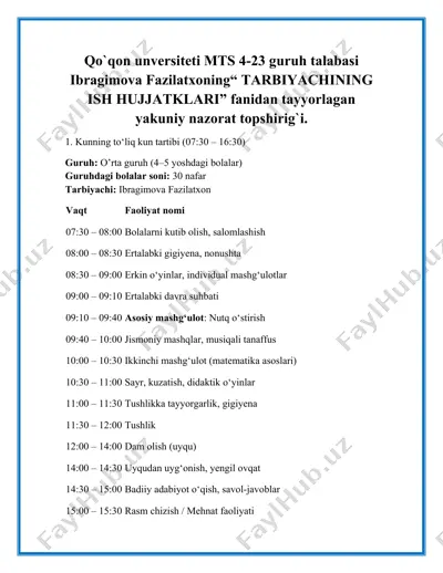 tarbiyachining ish hujjatklari — DOCX