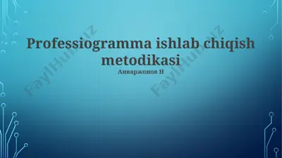 professionogram ishlab chiqish metodikasi — PPTX