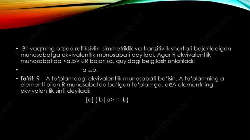 tartib munosabat turlari. qisman tartiblangan to’plamlar - Page 4