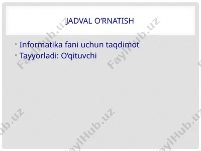 jadval o‘rnatish — PPTX