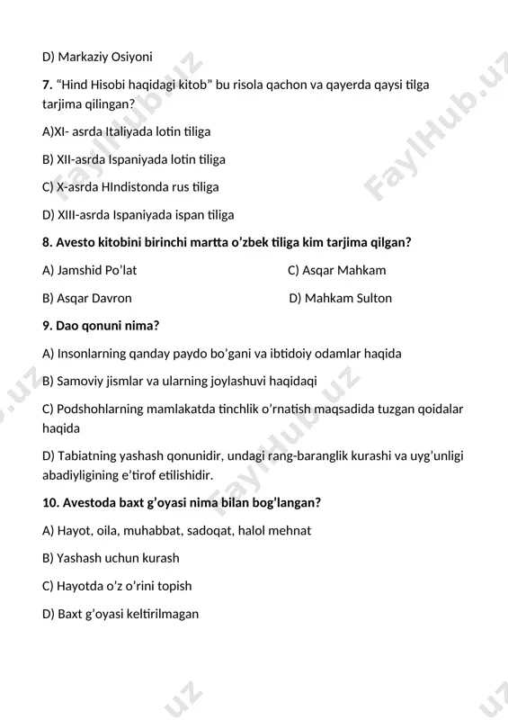 sharq falsafasi mavzusida test - Page 2