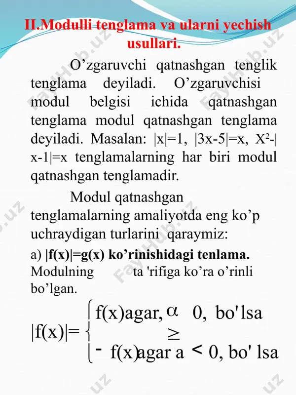 modulli tenglamalar dars ishlanma - Page 5
