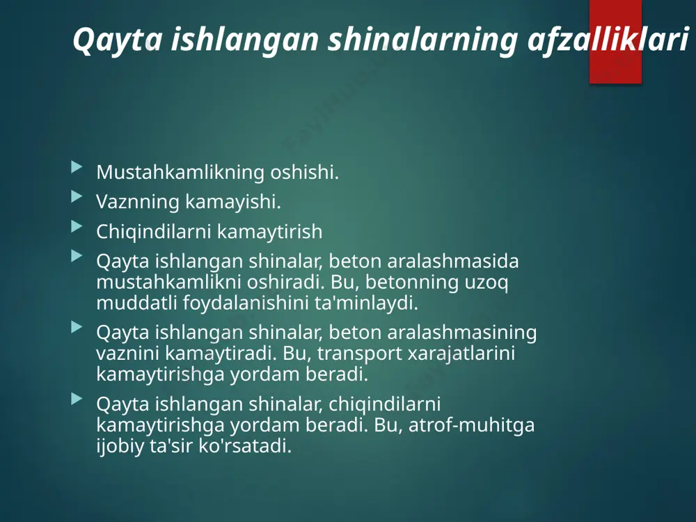 avtomobil shinalarini qayta ishlash va betonda qo'llanilishi - Page 4