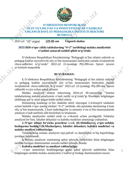 tashkil etish va o‘tkazish chora-tadbirlari — PDF