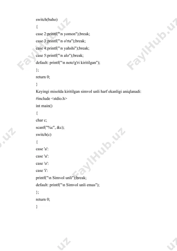ko’p tarmoqlanishlar va variant tanlash operatorlari - Page 5