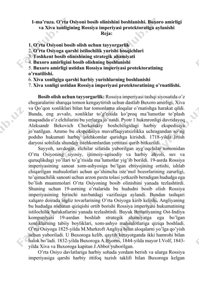 o’rta osiyonni bosib olishining tarixi — DOCX