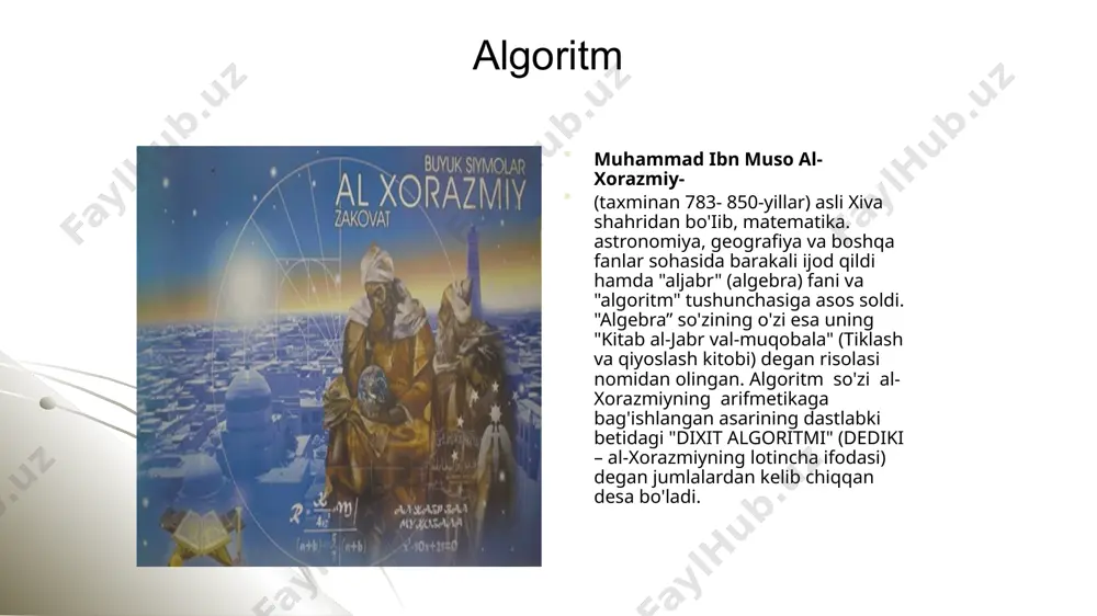 yaratuvchisi bilan birlashtirdi. ushbu til va "vb" dan qaytadan foydalanish vba va vb.net shakllarida asosiy dasturlash tili bo'lib qolmoqda foydalanilgan adabiyotlar арипов м.,ҳайдаров а. информатика асослари, ўқув қўлланма,тошкент, ўқитувчи” 2002й. а.абдукодиров ва бошкалар. информатика (кискача курс), т - 2002 http://www.ziyonet.uz- ахборот ресурслари xamedova n.a, ibragimova z, tasetov t. matеmatika. darslik. t.: turon-iqbol, 2007. 363b. http://www.tsue.fan.uz тдиу веб - сайти image1.png image2.jpeg image3.png