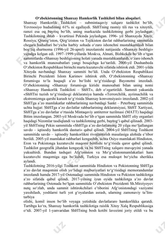 etdi. 1994-yil oktabrda moskvada o‘tkazilgan mdh davlat boshliqlarining kengashida davlatlararo iqtisodiy qo‘mita (diq) tuzildi. diqning shtab-kvartirasi moskva shahri deb belgilandi. 1996-yilda mdhning bayrog‘i qabul qilindi. mdhning raisi lovozimi navbat bilan bir davlat rahbaridan keyingi davlat rahbariga o‘tadi. mdhning asosiy maqsadlarini amalga oshirish uchun hamdo‘stlik davlatlari o‘zaro munosabatlarida davlat suverenitetini o‘zaro tan olish va hurmat qilish, teng huquqlilik va bir-birlarining ichki ishlariga aralashmaslik, iqtisodiy kuch yoki boshqa tazyiq uslublarini qo‘llashdan voz kechish kabi qoidalarga rioya qilish majburiyatlarini olganlar. 2004-yil sentabr oyida qozog‘iston poytaxti ostonada bo‘lib o‘tgan mdhning sammitida terrorizmga qarshi kurash bo‘yicha mdhning «xavfsizlik kengashi»ni tuzishga qaror qilindi. 2005-yil avgustda turkmaniston mdhning rasmiy a’zosi darajasidan chiqib, hamdo‘stlikning tashkiliy a’zosi – kuzatuvchi maqomini oladi. 2008- yilning avgust oyida gruziya mustaqil davlatlar hamdo‘stligidan chiqish haqidagi istagini bildirdi va 2009-yilning avgust oyidan gruziyaning mdhga a’zolik ma’qomini to‘xtatish to‘g‘risidagi qaror qabul qilindi. bugungi kunda mdhning tarkibiga 10 ta a’zo davlat: rossiya, ukraina, belorusiya, qozog‘iston, o‘zbekiston, …