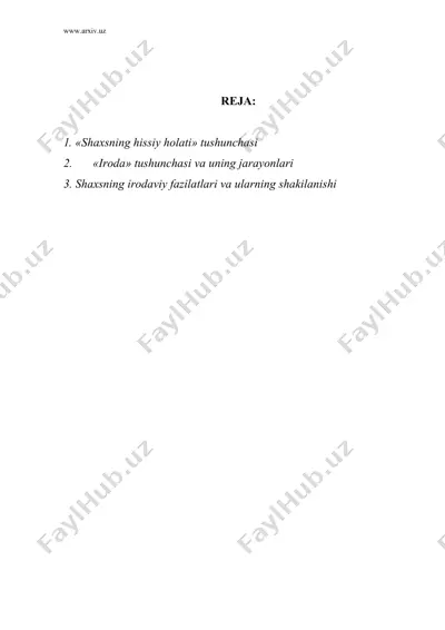 shaxsning emotsional-irodaviy jarayonlari — DOC