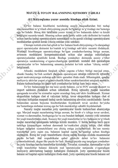 to‘lov balansining iqtisodiy tahlili — PDF