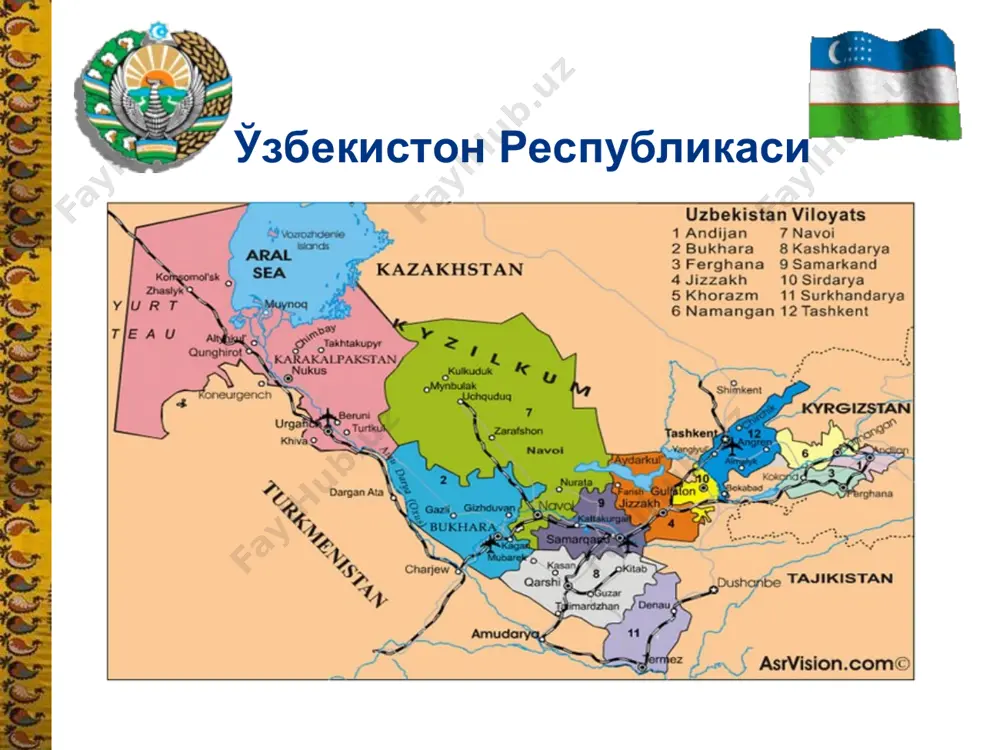 respublikalari bilan chegaradoshdir. иклими кашкадаре иклими кескин континентал, курук-субтропик. дехкончилик ва чорвачилик учун кулай. уртача йиллик харорат +15с, январ ойининг уртача харорати +2с. иклими уртача йиллик егингарчилик —187—285 мм, тоглик худудларда, уртача – 500 мм. вилоят худудидан окиб утувчи кашкадаре даресининг бошланиши хисорак тог енбагирларининг гарбий кисмига бориб такалади ва 300 км.гача чузилади. кашкадаре вилояти юксак кенгликлар, чулу-биебонларга , тоглик кисмларга ва тог енбагрларидек бежирим табиатга эга. кашкадаре вилояти худудида карши чули жойлашган. карши чули – жуда иссик ва курук худуд. киш ойлари корларсиз утади. май ойидан октабр ойигача емгирлар егмайди. баъзи-баъзида езнинг гармсел шамоли чулга куюк чангу-тузонларни олиб келади, булутлар тупланади ва момокалдироклар булиб туради, аммо бир томчи хам емгир суви ергача етиб келмайди, чулнинг иссик хавосида бугланиб кетади. йил буйи мавжуд булган 270 кунлик курук ва илик хаво ут-уланларнинг икки марта гуллаб чикишига ва хайвонларга совук кунларгача гам туплашларига имконият яратади. кашкадаре табиати кашкадаренинг шаркий кисмидан юксак хисорак …