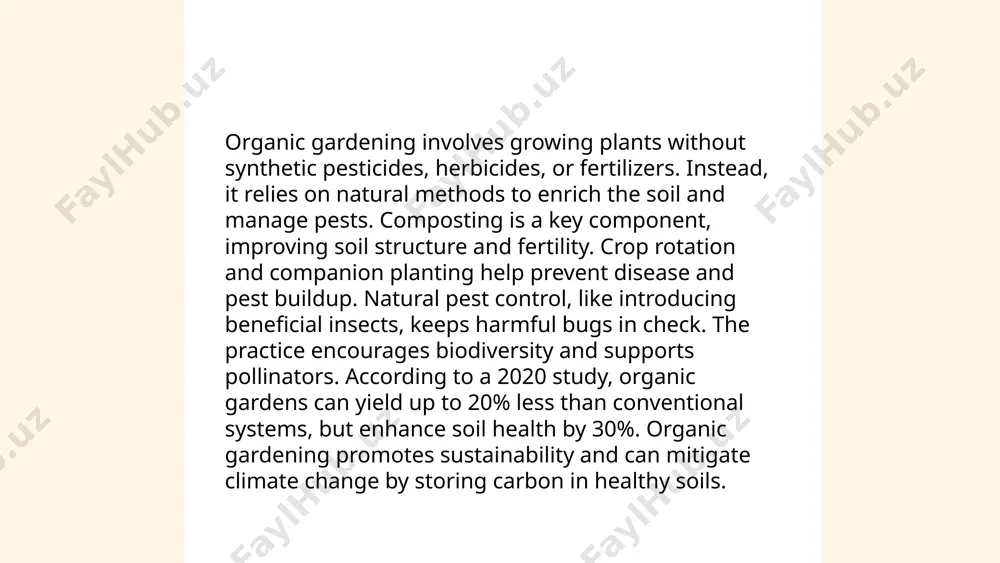 nt-rich water solution instead. this technique allows for precise control over growing conditions, leading to faster plant growth and higher yields. plants in hydroponic systems can grow up to 25% faster compared to those in soil. this method requires 90% less water than traditional soil-based agriculture. hydroponic systems include nutrient film technique (nft), deep water culture (dwc), and drip systems. approximately 38% of leafy greens are grown using hydroponic systems globally. it is especially beneficial in urban areas or regions with poor soil quality. nasa uses hydroponics for potential space missions. ... t.me/slaydai_bot aquaponics is a sustainable farming system that combines aquaculture and hydroponics. it uses 90% less water than traditional agriculture and allows for year-round crop production. fish waste provides nutrients for plants, which in turn filter water for the fish, creating a closed-loop system. common fish used include tilapia and trout, while plants like lettuce, basil, and tomatoes …