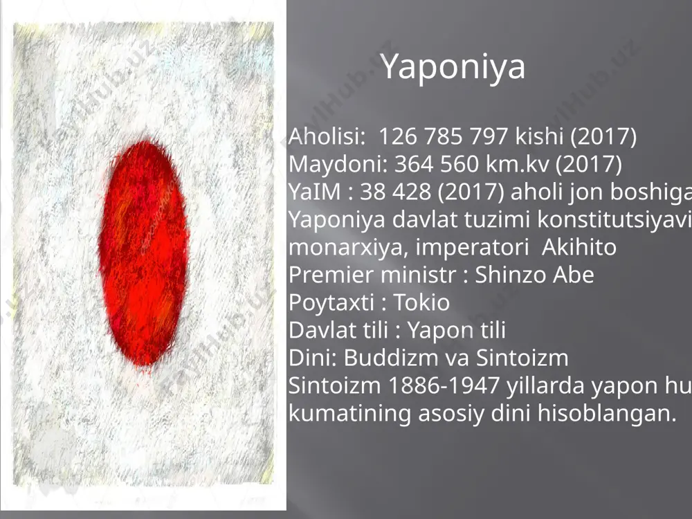 biroq yaxshi tarafi shundaki, to yigit o’zida dalda topib, qizga taklifini aytgunicha, qiz birinchi bo’lib, to’yga roziligini aytib bo’ladi. fakt! tokio sky tree - dunyodagi ikkinchi eng baland teleminoradir. tajribali dizaynerlar va muhandislarning sa'y-harakati tufayli shisha, beton va metallning bu jozibali me'moriy minorasi yaratilgan. qurilishning balandligi 634 metrni tashkil etadi. ushbu loyihada yarim million kishi ishlagan. ushbu ulkan teleminora (tokioning osmono’par daraxti) rohatlanishga arziydi! yaponiyada go’sht va baliq arzon turadi, ammo mevalar juda qimmat. bir dona olma ikki dollar turadi, banan shodasi esa besh dollar. eng qimmat meva – qovun, bir dona shirin qovunning narxi tokioda ikki yuz dollargacha boradi. fakt! yaponiya kichkina mamlakat bo’lishiga qaramay, bu yerda juda ko’p katta narsalar bor. masalan, bu yerda dunyodagi eng qimmat ko’ngilochar bog’i disney sea bor, shuningdek dunyodagi eng baland amerikacha tepaliklar mavjud. tokioda dunyodagi eng rivojlangan metro tizimi mavjud, eng katta temir yo’l tizimi ham shu yerda va eng katta yo’lovchilar …