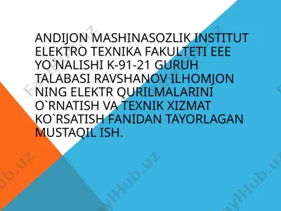 kran elektr jihozlari — PPTX