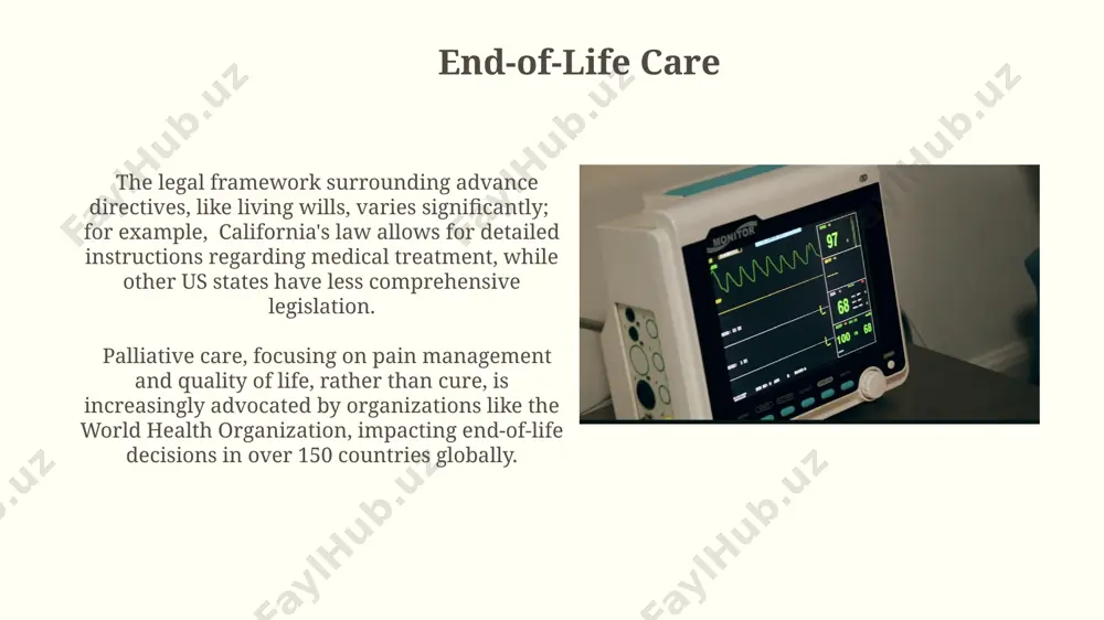 ged by factors such as cognitive impairment; for instance, a court in california recently ruled on a case involving a 72-year-old patient lacking capacity to refuse essential treatment, illustrating the complex legal and ethical considerations defining medical ethics medical ethics, governed by codes like the 4 principles of beauchamp and childress (1979), navigates complex dilemmas involving patient autonomy, beneficence, non-maleficence, and justice, often varying across cultures, such as those in the uk and japan. the field grapples with 21st-century challenges, including genetic engineering advancements in places like california and the ethical implications of artificial intelligence in healthcare systems affecting millions globally, demanding evolving ethical frameworks. thank you for your attention @taqdimot_robot image2.jpg image3.jpg image4.jpg image5.jpg image6.jpg image7.jpg image8.jpg image9.jpg image10.jpg image11.jpg image12.jpg image13.jpg