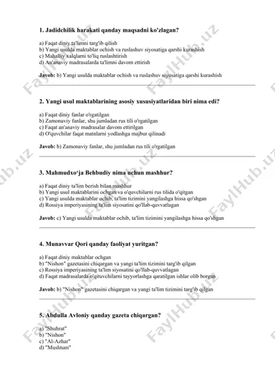 yangi usul maktablarining o'zgarishi — DOCX
