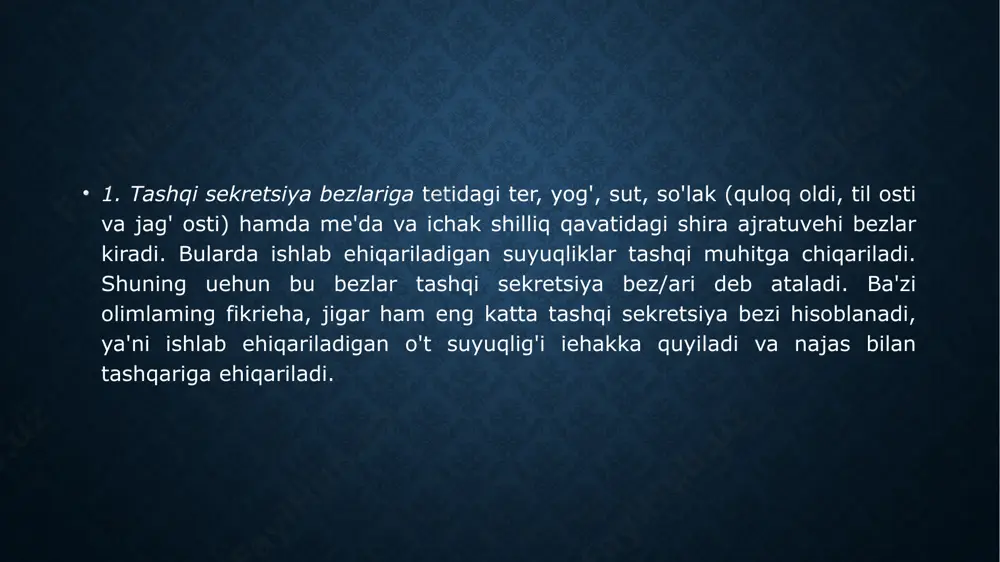 otrop, gonodotrop, laktotrop, lyuteinlovchi gormonlar ajraladi. somatotrop gormon (stg) bolalar va o'smirlaming o'sishini, rivojlanishini, organizmda oqsillar sintezlanishini boshqaradi. ba'zi sabablarga ko'ra bolalar va o'smirlarda bu gormon ko'p ishlab chiqarilsa, bo'y normadan ortiq o'sib ketadi. bu holatga gigantizm, bun day odam esa gigant deb ataladi. agar bu gormon kamroq ishlab chiqarilsa, bo'y o'sishi sekinlashadi, bunday holga nanizm deyiladi (3- rasm). bunday bo'yi past odam gipofizar pakana deyiladi. ularning bo'yi past bo'lsa ham aqliy faoliyati normal bo'ladi. bo'y o'sishi to'xtagan katta odamlarda somatotrop gormoni ko'p iswab chiqarilsa, akromegaliya kasalligi sodir bo'ladi. bunda odamning burni, labi, iyagi, tili, qo'l va oyoq panja¬larining hajmi kattalashadi. . adrenokortikotrop gormon buyrak usti bezining ishini bosh¬qaradi, ya'ni kortikosteroid gormon ishlab chiqarilishini tartibga soladi tireotrop gormon qalqonsimon bezning ishini, ya'ni undan tiroksin gormoni ishlab chiqarilishini boshqaradi. gonadotrop gormon erkaklar va ayollarning jinsiy bezlari funksiyasini boshqaradi, o'smirlarda esa balog'atga yetish belgilari paydo bo'lishida ishtirok etadi. laktotrop gormon ayollarda sut …
