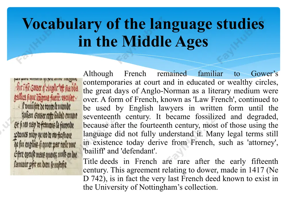 vocabulary of the language studies in the middle ages - Page 5