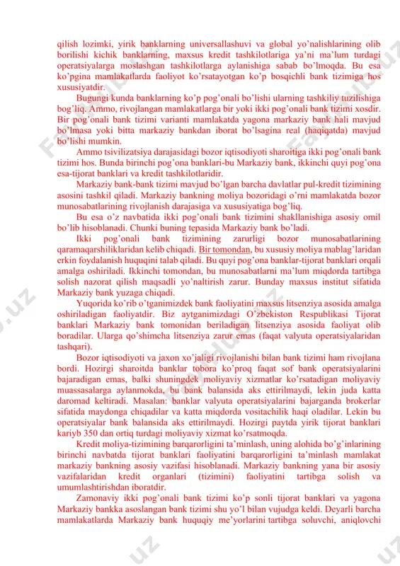 i bilan valyuta kursi kanali ishlay boshladi. biroq, bu ikkala kanal ham amalda qo'llanilmadi, chunki byudjet taqchilligini moliyalashtirish muammolari hal qilindi va makroiqtisodiy tartibga solish masalalari ikkinchi darajali rolga ega edi. faqat makroiqtisodiy barqarorlik rivojlangan 2000 yildan 2008 yilgacha rossiyada moliyaviy tizim shakllandi, bu pul-kredit siyosatini uzatish mexanizmining o'ziga xos xususiyatlarini belgilab berdi. inqirozgacha bo'lgan davrda pul-kredit siyosatining transmissiya mexanizmlaridan, valyuta kursi kanali bundan mustasno, amalda qo'llanilmadi. moliyaviy farovonlik kanali inqirozdan oldingi davrda fond bozorining sezilarli kapitallashuviga qaramay, xo‘jalik yurituvchi subyektlar moliya bozorlaridagi operatsiyalarda ishtirok etmaganligi sababli ishlamadi. bank kreditlash sohasida qarama-qarshi vaziyat kuzatildi: bir tomondan, real sektor investitsiyalar keskin tanqisligini boshdan kechirmoqda va hozir ham kuzatilmoqda, ikkinchi tomondan, kredit bozori resurslar bilan to'ldirilgan edi. berilgan kreditlar hajmining dinamikasi markaziy bankning qayta moliyalashtirilishi bilan belgilanmagan. ko'p yoki kamroq ishlaydigan kanal valyuta intervensiyalari bilan bog'liq bo'lgan kurs kanali bo'lib tuyuldi. bugungi kunda rivojlangan mamlakatlarda mavjud bo’lgan bank tizimlarini shartli ravishda universal …