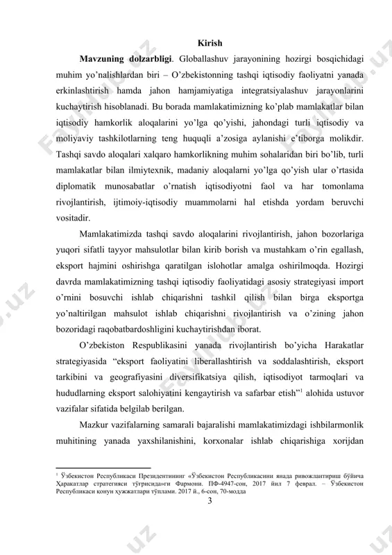 shi xalqaro moliyaviy munosabatlar ishtirokchilaridan yuqori darajadagi raqobatbardoshlikni talab etadi. iqtisodiy xavfsizlikni ta’minlash har bir mustaqil davlat uchun muhim ahamiyat kasb etadi. iqtisodiy xavfsizlikni ta’minlashning dolzarbligi uning milliy iqtisodiyotning aholi uchun normal hayot kechirish sharoitlarini, uni barqaror tarzda resurslar bilan ta’minlash, milliy davlat manfaatlarini ro‘yobga chiqara olishga qodirligi bilan ham belgilanadi. ayniqsa, yesh mustaqil davlatlar iqtisodiyotining biryoqlamaligi va qaramligi, aholining past turmush darajasi o‘zida ijtimoiy tahdidni ifodalab, xavfsizlikni saqlashga salbiy ta’sir ko‘rsatadi. milliy iqtisodiyotning turli ichki va tashqi tahdidlarga bardoshliligi hamda iqtisodiy xavfsizlikni ta’minlash, uning jahon iqtisodiy tizimida raqobatbardoshligini oshirishga oid masalalarni tahlil qilish mazkur o‘quv qo‘llanmaning maqsadi hisoblanadi. bozor iqgisodiyotiga o‘tish davrida milliy iqtisodiyotga, korxona (firma) va alohida shaxsga nisbatan xavf tug‘dirayotgan taxdidlarni keltirib chiqaruvchi ijtimoiy-iqtmsodiy jarayonlarning barchasi o‘quv qo‘llanmada bayon qilikgan masalalarning ob’ekti hisoblanadi. zero, bugungi rivojlanayotgan bozor iqtisodiyoti sharoitida har bir fuqaro, shaxs iqgisodiy hayotda sodir bo‘layotgan jarayonlarning o‘zi, oilasi va mamlakat uchun qay darajada ta’sir etishi …