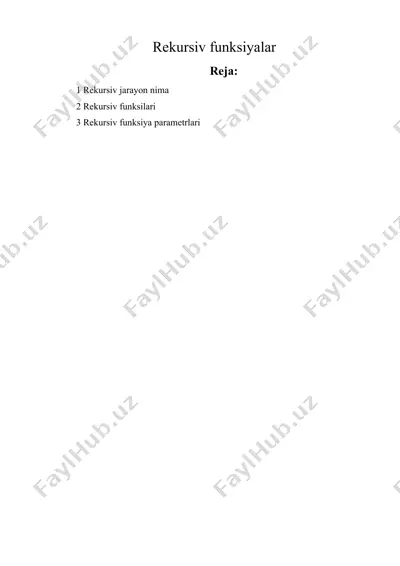 rekursiv funksiyalar — DOCX