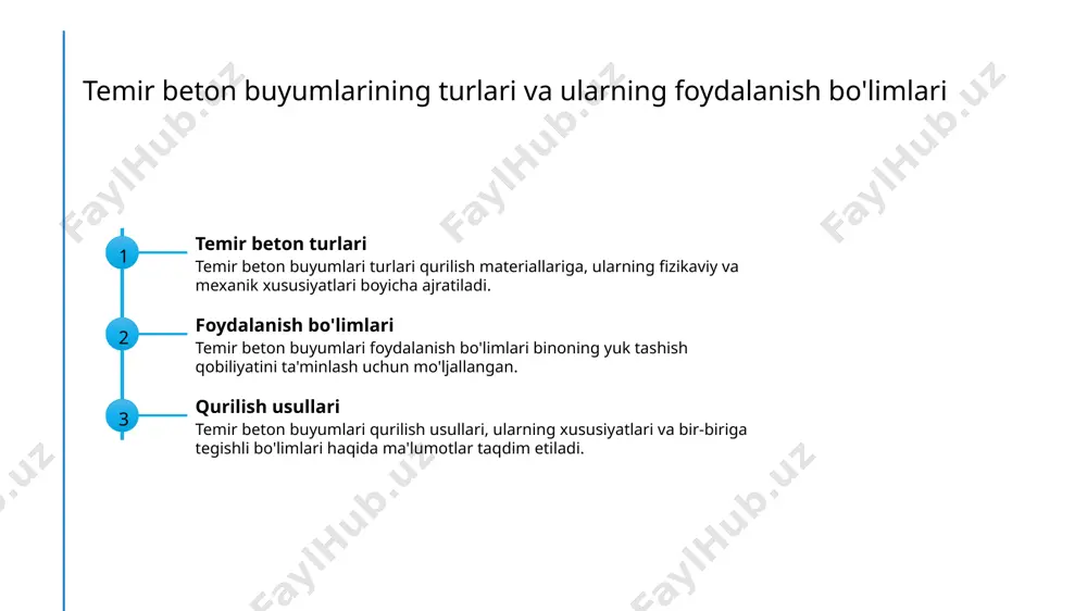 ar infratuzilma loyihalarining ijro etilish tartibini belgilaydi va tuzatishda muhim rol o'ynaydi. temir beton buyumlarining muhim xususiyatlari temir beton buyumlarining muhim xususiyatlari, ular konstruksiya sohasida ahamiyatli bo'lib, qabilalar, uzunligi, qalinligi va qo'llanilishi bo'yicha farqli bo'lishadi. bu buyumlar to'g'risida asosiy ma'lumotlarni ko'rsatish uchun bir necha belgilar mumkin. photo by ricardo gomez angel on unsplash temir beton buyumlarining farkli turlari va ularning foydalari 1 turlar temir beton buyumlarining turli turlari va ularning xususiyatlari haqida ma'lumotlar. 2 foydalar temir beton buyumlarining foydalarini tushuntirish va ularning qanday foydali bo'lishi. 3 xususiyatlari har bir temir beton buyumining xususiyatlari va ularning qanday foydali bo'lishi. temir beton buyumlarining yangi innovatsiyalar temir betonning so'nggi innovatsiyalari temir betonning so'nggi texnologiyalardan foydalanish, yangi materiallar va dizayn innovatsiyalari haqida ma'lumotlar. yangi materiallar polimer temir beton, karbon qo'shimchalari, nano-modifikatorlar kabi yangi materiallar bilan tanishib chiqing. texnologik o'zgarishlar robotlar va 3d-printerlar orqali temir beton buyumlari ishlab chiqarish va qurilish jarayonlarini tajribalang. temir beton …