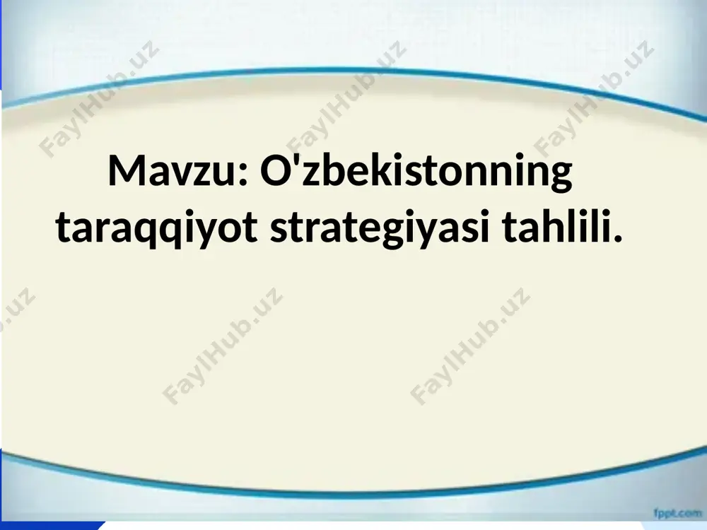 yillarga mo‘ljallangan taraqqiyot strategiyasini 2022-yilda amalga oshirish bo‘yicha “yo‘l xaritasi”, uchinchidan, yangi o‘zbekistonning 2022–2026-yillarga mo‘ljallangan taraqqiyot strategiyasini amalga oshirish bo‘yicha milliy komissiya tarkibini tasdiqlash ko‘zda tutilgan. oʻzbekistonning taraqqiyot strategiyasining asosiy yoʻnalishlari strategiya mazmuni: oʻzbekiston 2017-2021 va 2022-2026 yillarga mo'ljallangan taraqqiyot strategiyalarida siyosiy, ijtimoiy va iqtisodiy sohalarda keng qamrovli islohotlarni amalga oshirishga kirishdi. masalan, 2017-2021 yillarda beshta asosiy yoʻnalish belgilangan edi: davlat va jamiyat qurilishi, sud-huquq tizimini takomillashtirish, iqtisodiy rivojlanish va liberallashtirish, ijtimoiy sohani rivojlantirish hamda xavfsizlik, millatlararo totuvlik va diniy bag'rikenglik siyosati. strategiyaning ustuvor yoʻnalishlari: 2022-2026 yillarda davlat boshqaruvining samaradorligini oshirish, iqtisodiy o‘sish va raqamli transformatsiyaga alohida e'tibor qaratilmoqda. shuningdek, inson kapitalini rivojlantirish, fan, ta'lim va sog'liqni saqlash sohalarini isloh qilish hamda yoshlar uchun yangi imkoniyatlar yaratish asosiy maqsadlar sifatida belgilangan. strategiyaning ijtimoiy-iqtisodiy tahlili iqtisodiy rivojlanish: oʻzbekiston taraqqiyot strategiyalari iqtisodiyotni liberallashtirish va jahon bozorlariga integratsiyalashuvni tezlashtirishni ko‘zda tutadi. xususan, xususiy sektorni rivojlantirish va chet el investitsiyalarini jalb qilish bo‘yicha sezilarli …