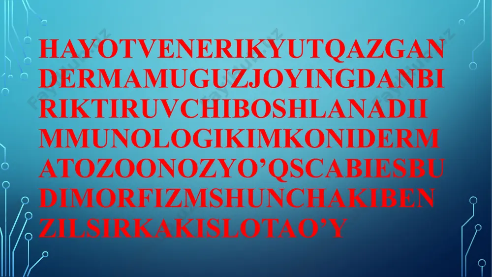 —6 oyligidayoq boshlanib, bunda ko‘shshcha terining yuz qismi (yonoq sohasi) zararlanadi. shishib qizargan teri sohasida paydo bo‘lgan tugunchalar, pufakchalar va chaqalar teri ostida madda to‘planishiga olib keladi. terining ustki yuzasi esa suvlashib turadi boshning soch qismida paydo bo‘lgan pufakchalar tezda yiringchaga aylanadi. gush jarayoni vaqt o‘tishi bilan tanaga tarqaladi, ayniqsa so‘ya va oyoqlarni zararlaydi. shu tufayli katta yoshdagi kishilarda. asl gush ikki qo‘l va ikki oyoqda simmetrik joylashgan bo‘lib, yuz terisida deyarli kuzatilmaydi. seboreyali gush. ekzemaning mazkur turi tananing yuqori qismida, ko‘nincha boshning sochli qismi, quloq terisi va uning atrofida, yuz terisi, ko‘krak va elka sohasida joylashadi. zararlangan terining tashqi ko‘rinishi seboreya kasalligini eslatadi. shu sababli ko‘pgina olimlar seboreyali gush deganda seboreya bilan gushning birga uchrashini tup!unishadi. birots gushning bu turida bemor bolalarning aksariyatida terining suvlanib turishi va mikrovezikulalar kuzatilmaydi va shu bilan asl gushdan farv; qiladi. gushni davolash kompleks holda olib borilishi lozim: gistaminga qarshipreparatlar, kalsiy tuzlari, vitaminlar, tinchlantiruvchi …