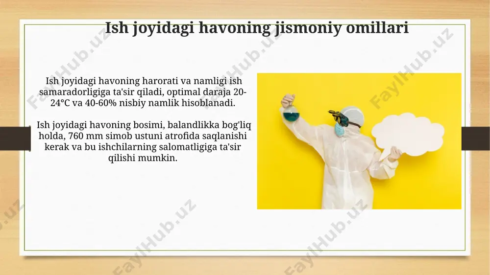 ishchi muhiti havosidagi fizik va kimyoviy omillar - Page 5