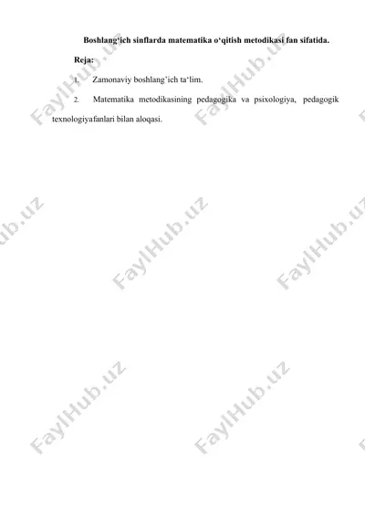 matematika o‘qitish metodikasi — DOCX