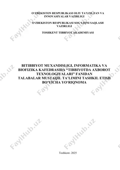 mustaqil ta’lim tashkil etish bo‘yicha yo‘riqnoma — DOCX