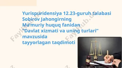 davlat xizmati va uning turlari — PPTX