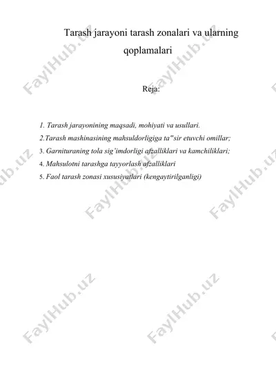 tarash jarayoni tarash zonalari va ularning qoplamalari — DOC