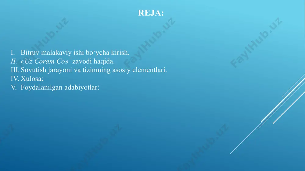 shma korxonasi 1995-yil may oyida tashkil etilgan boʻlib, oʻzbekiston avtomobilsozlik sanoati uchun plastik maxsulotlaridan yasalgan oʻlchamli qismlarni ishlab chiqarishni mahalliylashtirish maqsadida tashkil etilgan. 1997-yil may oyida korxona “nexia”, “tico” va “damas” 2001-yil noyabr oyida ishlab chiqarishning ikkinchi bosqichi amalga oshirilib, “matiz” avtomobili uchun bamperlar, asboblar paneli va eshik qoplamalarini ishlab chiqarish yoʻlga qoʻyildi. keyingi yillarda, 2003-yildan 2009-yilgacha, yana toʻrtta inyeksiya qoliplash mashinasi ishga tushirilib, ishlab chiqarish hajmi kengaytirildi. hozirgi kunda korxona yillik quvvati 230 000 dan ortiq toʻplam mahsulot ishlab chiqarishga yetadi. bu mahsulotlar orasida “nexia”, “matiz”, “damas”, “tico”, “lacetti”, “spark” va “cobalt” modellari uchun bamperlar, asboblar paneli va eshik qoplamalari mavjud. 2023-yilda “uz-koram co” korxonasi kia sonet modeli uchun plastik komponentlar ishlab chiqarishni boshladi. 2025-yil yanvar oyida “uz-koram co” birlashgan arab amirliklarining “alpays automotive” kompaniyasiga 24 million aqsh dollariga sotildi. korxona andijon shahrida joylashgan boʻlib, oʻzbekiston avtomobilsozlik sanoatining yetakchi korxonalaridan biri hisoblanadi. sovutish jarayoni va tizimning asosiy elementlari. sanoat …