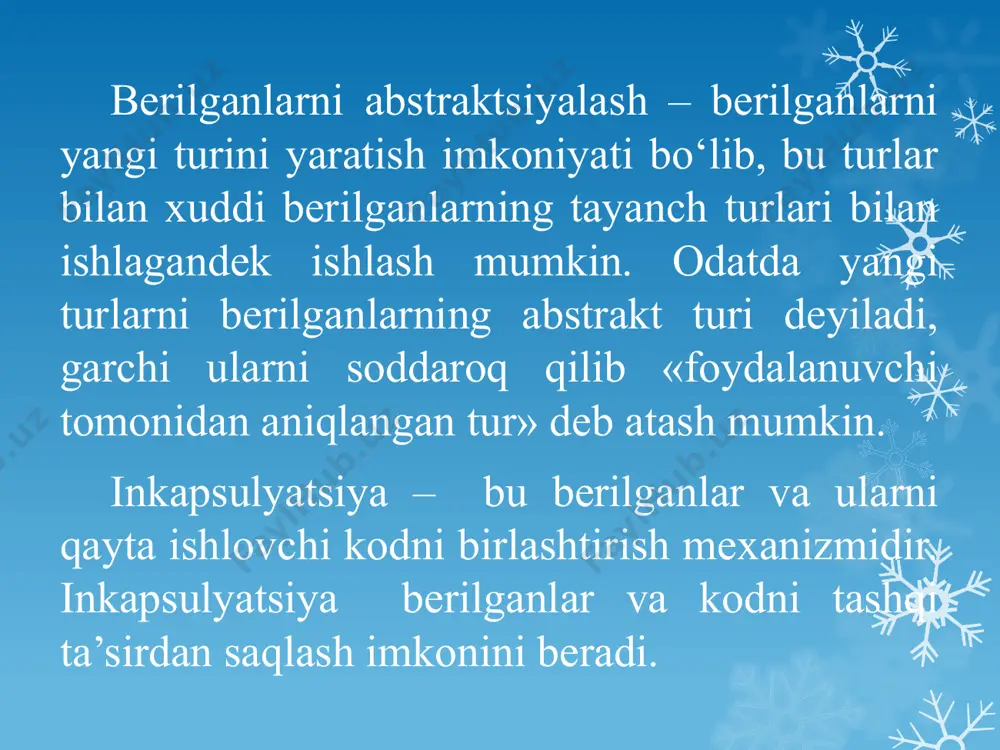 uchun maxsus proseduradan foydalaniladi: initgraph (&gd, &gm, “ path “); bu erda: gd – drayver nomi gm – rejim nomi path – yo’l http://acm.tuit.uz/forum borland c++ da grafika drayverlar .bgi fayllarida saqlanadi. ko’pincha gd = 0 (yoki gd = detect) deb olinadi. grafik rejimidan yana matn rejimiga o’tish kerak bo’lsa closegraph ( ) funksiyasi ishlatiladi http://acm.tuit.uz/forum #include #include void main( ) { int gd=0, gm ; ... // dastur getch( ); } initgraph (&gd, &gm, “ c:\bc\bin “); closegraph(); grafik dasturning strukturasi (borland c++) grafik rejimni yopish funksiyasi kerakli fayllarni ulash grafik rejimni o’rnatish funksiyasi http://acm.tuit.uz/forum 22 #include int main( ) { initwindow(640, 480); ... // dastur getch( ); closegraph(); return 0; } grafik dasturning strukturasi (dev-c++) kerakli fayllarni ulash http://acm.tuit.uz/forum 23 dev-c++ da grafika bilan ishlash uchun quyidagi sozlashlarni bajarish lozim: graphics.h va libbgi.a (biblioteka) fayllarni yuklab oling. 1. graphics.h faylni c:\dev-cpp\include papkaga nusxa ko’chiring. 2. libbgi.a faylni c:\dev-cpp\lib …