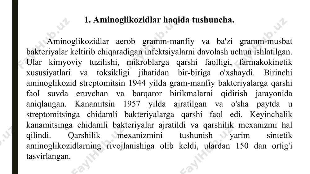 a kuchliroq tutilishi natijasida paydo bo'lishi taklif qilingan. bunga asoslanib, paromomitsin i paromomitsin ii va neomitsin b c dan oldin elute qilinishi kerakligi taklif qilingan. kanamitsinning a, b va c komponentlari trimetilsilil (tms) hosilalari sifatida ajratilgan. neomitsin, kanamitsin va paromomisinning tms hosilalari ham massa spektrometriyasi (ms) bilan aniqlangan. derivatizatsiya natijasida barcha aminokislotalar va gidroksil guruhlari silillanadi. gidroksil guruhlarni silillash uchun trimetil sililimidazol (tmsi) va aminokislotalarning heptaflorobutirillanishi uchun heptaflorobutirik imidazol (hfbi) yordamida 2 bosqichli derivatizatsiya haqida xabar berilgan. ushbu texnikadan foydalangan holda meyyu va gorbax qon zardobidagi gentamitsin, tobramitsin, netilmitsin, amikasin va paromomisin konsentratsiyasini tahlil qildilar. har bir aminoglikozid uchun boshqasi ichki standart sifatida ishlatilgan. natijalar aniqlik va aniqlikda qabul qilinadi va usul o'rganilayotgan kontsentratsiya diapazoni uchun chiziqli. tms- heptaflorobutiril (hfb) hosilalari tmsdea hosilalariga qaraganda barqarorroq, ammo namunalarni namlikdan himoya qilish hali ham hal qiluvchi ahamiyatga ega. gentamitsin ustundan 2 ta cho'qqi sifatida ajralib chiqadi: birinchisi - gentamitsin c1, ikkinchisi - …