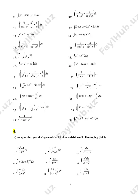 . 23. 24. 25. 26. 27. 28. 29. 30. 13. to`liq diffеrеnsialli tеnglamalarni yeching (1-30). 1. 2. 3. 4. 5. 6. 7. 8. 9. 10. 11. 12. 13. 14. 15. 16. 17. 18. 19. 20. 21. 22. 23. 24. 25. 26. 27. 28. 29. 30. 17 14. ikkinchi tartibli chiziqli va chiziqli bo’lmagan differensial tenglamalarni yeching (1-30). 1-variant 1. a) b) c) 2. 2-variant 1. a) b) c) 2. 3-variant 1. a) b) c) 2. 4-variant 1. a) b) c) 2. 5-variant 1. a) b) c) 2. 6-variant 1. a) b) c) 2. 7-variant 1. a) b) c) 2. 8-variant 1. a) b) c) 2. 9-variant 1. a) b) c) 2. 10-variant 1. a) b) c) 2. 11-variant 1. a) b) c) 2. 12-variant 1. a) b) c) 2. 13-variant 1. a) b) c) 2. 14-variant 1. a) b) c) 2. 15-variant 1. a) b) c) 2. 16-variant 1. a) …