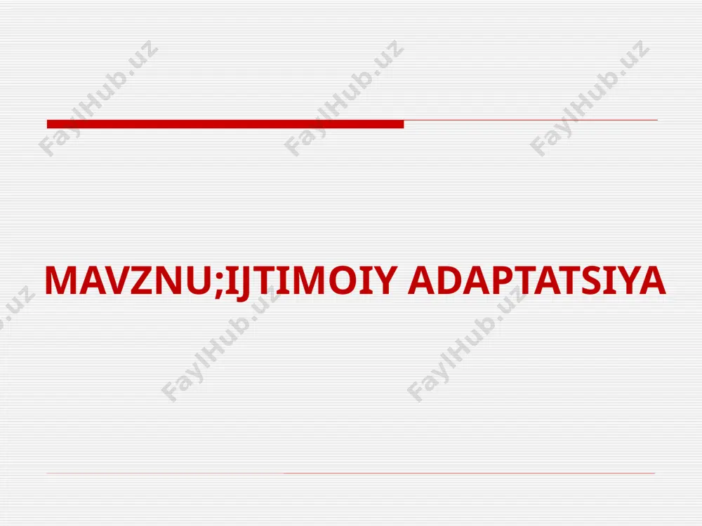 , sogʻligʻi va boshqalarga bogʻliq. ijtimoiy adaptatsiya” tushunchasi asosan ikki ma’noda ishlatiladi. birinchidan, u individning ijtimoiy muhit shart-sharoitlariga faol ravishda aralashib ketishi, moslashuvi jarayoni ma’nosida ishlatilsa,ikkinchidan, uning muayyan vazifalarini bajarishiga imkon beruvchi ichki zahirasi ma’nosida ishlatiladi. psixolog m.r. bityanovaning yozishicha, shaxsning ijtimoiy adaptatsiyasi to‘g‘risidagi tasavvurlar uning ijtimoiylashuvi hamda shaxsning etukligi tushunchalari bilan uyg‘unlashib ketadi. tadqiqotlarning guvohlik berishicha, jarohaglantiruvchi hodisa yoki voqelik ularning paydo bo‘lishi va yuzaga kelishi ahamiyatining aniqlovchisidir. umuman, shaxs psixologik himoya mexanizmlarini egallab ulgursa, bu xolat uning adaptiv (moslashuv) potensialini ya’ni imkoniyatini ko‘taradi, shu bilan birga ijtimoiy-psixologik adaptatsiya jarayoni muvaffaqiyatga yordam beradi. ijtimoiy-psixologik adaptatsiya ikki toifaga ajratiladi va ular quyidagicha tavsiflanadi: progressiv – (taraqqiyparvar) barcha funksiyalar va maqsadlarni to‘liq adaptatsiyaga erishish xususiyatiga ega bo‘lib, ularni amalga oshirishda shaxsning qiziqishlari va maqsadlari birligi erishiladi. regressiv shartli moslashuv sifatida vujudga keladi, shaxsning o‘ziga va mazkur ijtimoiy guruhning rivojlanishiga, jamiyatning manfaatiga javob bera olmaydi. ijtimoiy-psixologik adaptatsiya - inson boshqa odamlar bilan, …