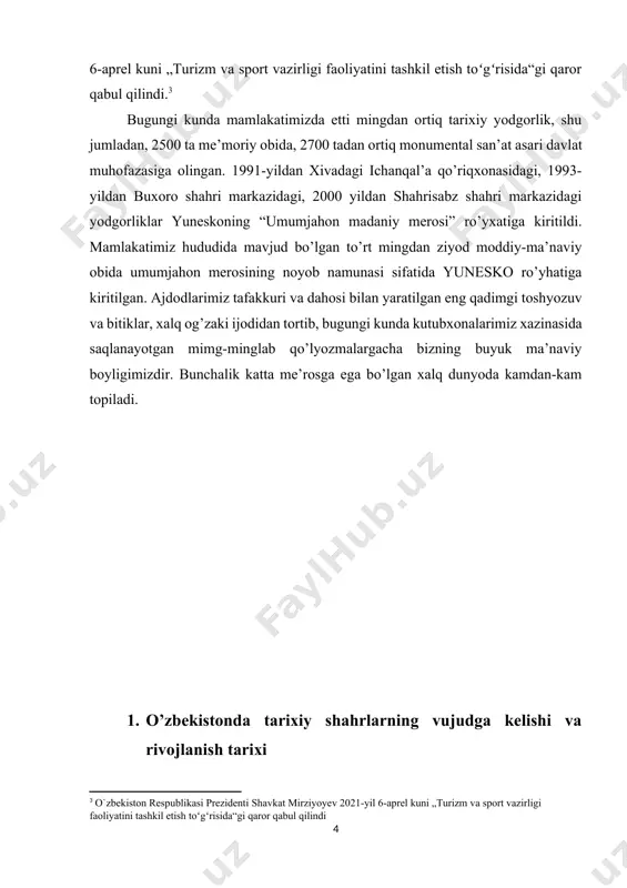 vvalgi 2-mingyillik oxiri va 1-ming yilliklarda moddiy madaniyat yodgorliklari paydo bo’la boshladi. ular: -xorazm (tozabogen) -zarafshon vodiysi (urgut, kattaqo’rg’on) -farg’ona vodiysi(vodil va karomko’l) -toshkent vodiysi (achiqko’l).o‘zbekiston hududidagi sayr-sayohatlar bayon qilingan juda ko‘p manbaalarni uchratish mumkin. ya’ni qadimgi ajdodlarimiz ijtimoiy turmush kechirish davomida ko‘chmanchi sifatida ham har tomonga o‘tib hayot kechirganlar. oilaviy va urug‘-qabila bo‘lib, butun bor mol-mulkini turli ulovlarga (tuya, ot, eshak, xachir, ho‘kiz va hokazo) ortib yaylovlar, cho‘llar, tog‘li joylarda qo‘nib, ko‘chib yurganlar. bunday yurish-turish albatta ularga oson bo‘lmagan. lekin tabiiy sharoitlarda, yaylovlarda mol boqish, hayot kechirish, zilol suvlardan miriqib ichish, oftob nurlarida toblanish, sut-qatiq, go‘sht va mevalarni iste’mol qilishning o‘ziga xos lazzatlarini tatiganlar. ajdodlarimizning sayr-sayohatlarini ko‘z oldimizga keltirish uchun "avesto”, "alpomish”, "go‘ro‘g‘li”, "qirq qiz”, "tohir va zuhra” kabi o‘nlab dostonlar, "temur tuzuklari”, "boburnoma” kabi badiiy, ilmiy, geografik asarlar misol bo‘la oladi. ayniqsa, buyuk sarkarda, sohibqiron amir temurning jahonni kezishi, boburning hindiston tomon sarguzashtlari va u yerda kechirgan hayotiy …