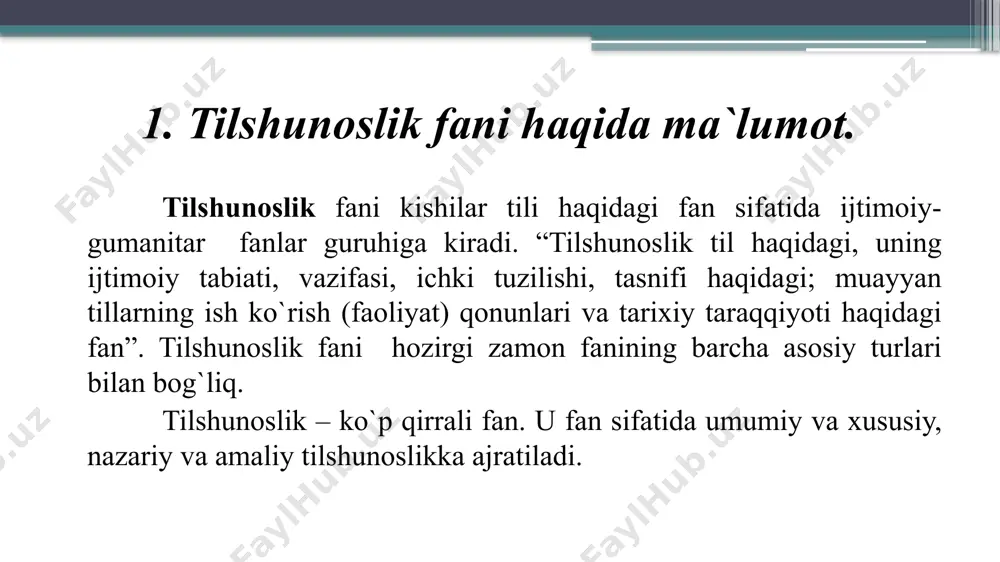 onlar uchun xizmat qiladi, shuning uchun til ijtimoiy hodisa hisoblanadi, ya’ni til yakka odamga emas, balki butun jamiyatga daxldor bo`lib, shu jamiyat a’zolari yordamida shakllantirilib, rivojlanib boradi. shu tufayli ham tilning taqdiri jamiyatning taqdiri bilan chambarchas bog`liq. til bo`lmasa, jamiyatning bo`lishi mumkin emas, ya’ni til odamlarni jamiyat sifatida jipslashtirib turuvchi buyuk ne’matdir. jamiyatsiz tilning mavjud bo`lshi mumkin emas. jamiyat a’zolari ham tilning yashashi, rivojlanishiga o`z hissalarini qo`shadi. shu munosabat bilan o`tgan asrning 80-90-yillaridagi o`zbek tilining ahvolini eslash o`rinlidir. bu davrda o`zbek tilining faoliyat ko`rsatish doirasi juda torayib, uning yo`q bo`lib ketish xavfi paydo bo`ldi. ana shunda jamiyatimizning ilg`or vakillari ona tilimizni himoya qilib, uning taqdiri uchun qayg`urib, amaliy harakatlarni boshlashdi va buning natijasida 1989 yil 21-oktyabrda o`zbek tiliga davlat tili maqomi berish haqidagi qonun qabul qilindi. aytish mumkinki, bu qonunning qabul qilinishi istiqlol tomon qo`yilgan dastlabki qadamlardan biridir. til tafakkur bilan, kishining fikrlash faoliyati bilan chambarchas bog`liq. har qanday fikr …