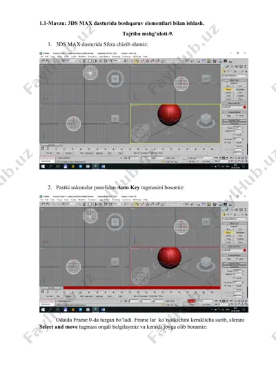 3ds max dasturida boshqaruv elementlari bilan ishlash — DOCX