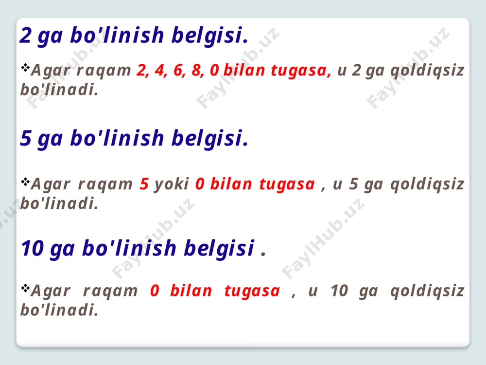bo'linish alomatlari slayd - Page 3